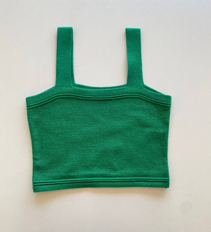 Cropped Feminino Antonella Lurex sem Bojo Verde - Fernanda Ramos Store