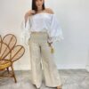 Cropped Feminino Bia Ombro a Ombro Branco com Manga Ampla - Fernanda Ramos Store