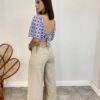 Cropped Feminino com Bojo de Laise Branco Bordado de Azul - Fernanda Ramos Store