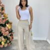 Cropped Feminino com Bojo e Lastex Branco Babado nas Alças - Fernanda Ramos Store