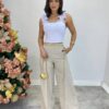 Cropped Feminino com Bojo e Lastex Branco Babado nas Alças - Fernanda Ramos Store