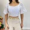 Cropped Feminino de Laise com Bojo e Amarração Atrás Branco - Fernanda Ramos Store