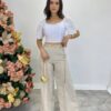 Cropped Feminino de Laise com Bojo e Amarração Atrás Branco - Fernanda Ramos Store