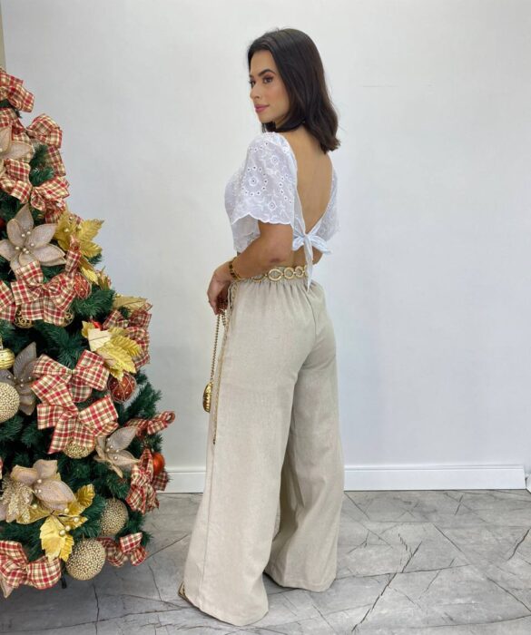 Cropped Feminino de Laise com Bojo e Amarração Atrás Branco - Fernanda Ramos Store