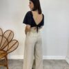 Cropped Feminino com Bojo e Amarração Preto Bordado - Fernanda Ramos Store