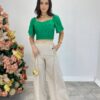 Cropped Feminino de Laise com Bojo e Amarração Atrás Verde - Fernanda Ramos Store