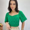 Cropped Feminino de Laise com Bojo e Amarração Atrás Verde - Fernanda Ramos Store