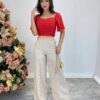 Cropped Feminino de Laise com Bojo e Amarração Atrás Vermelho - Fernanda Ramos Store