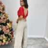 Cropped Feminino de Laise com Bojo e Amarração Atrás Vermelho - Fernanda Ramos Store