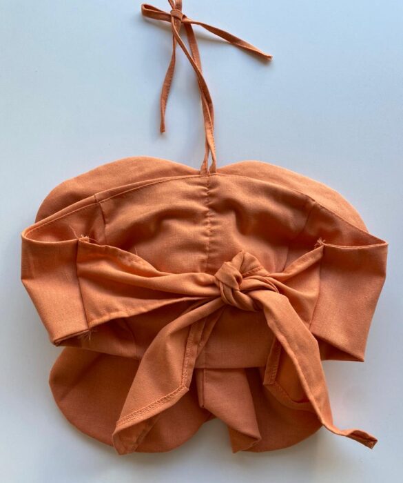 Cropped Feminino Flor sem Bojo com Amarração Laranja - Fernanda Ramos Store