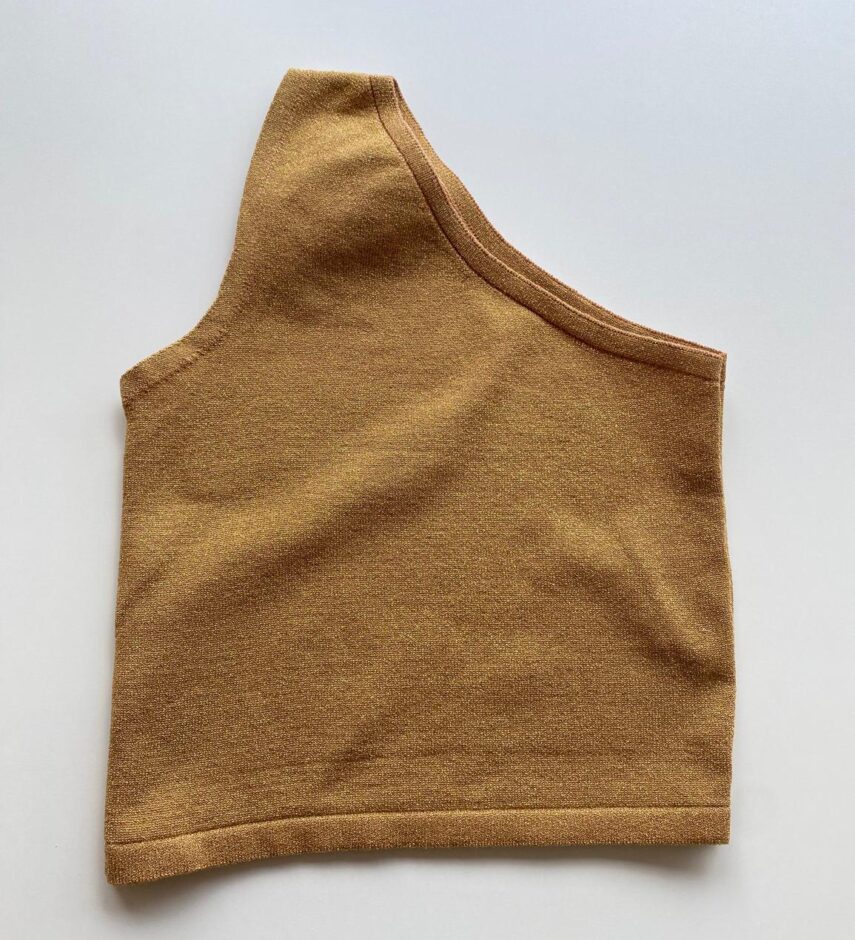Cropped Feminino Lurex sem Bojo com Detalhe em Flor Dourado - Fernanda Ramos Store