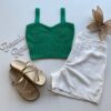 Cropped Feminino Manuela Lurex  sem Bojo Verde - Fernanda Ramos Store