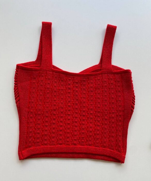 Cropped Feminino Manuela Lurex  sem Bojo Vermelho - Fernanda Ramos Store