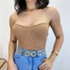 Cropped Feminino Modal Bianca Tomara que Caia Bege - Fernanda Ramos Store