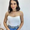 Cropped Feminino Modal Bianca Tomara que Caia Branco - Fernanda Ramos Store