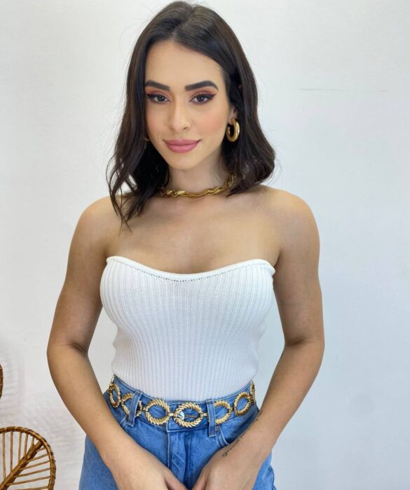 Cropped Feminino Modal Bianca Tomara que Caia Branco - Fernanda Ramos Store