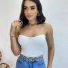 Cropped Feminino Modal Bianca Tomara que Caia Branco - Fernanda Ramos Store