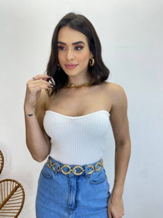 Cropped Feminino Modal Bianca Tomara que Caia Branco - Fernanda Ramos Store