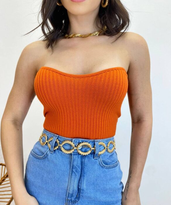 Cropped Feminino Modal Bianca Tomara que Caia Laranja - Fernanda Ramos Store