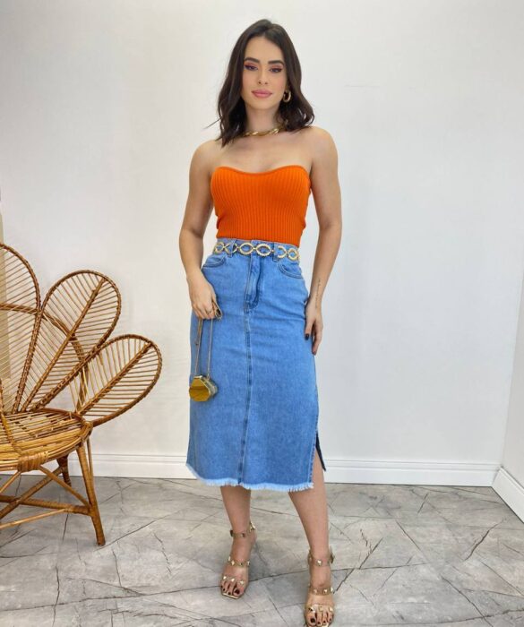 Cropped Feminino Modal Bianca Tomara que Caia Laranja - Fernanda Ramos Store