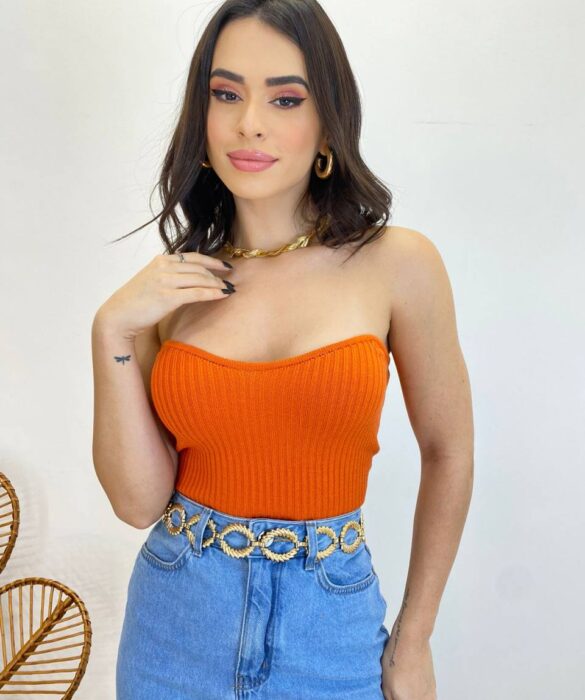 Cropped Feminino Modal Bianca Tomara que Caia Laranja - Fernanda Ramos Store