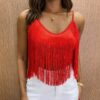 Cropped Feminino sem Bojo Brenda com Franjas Vermelho - Fernanda Ramos Store