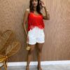 Cropped Feminino sem Bojo Brenda com Franjas Vermelho - Fernanda Ramos Store