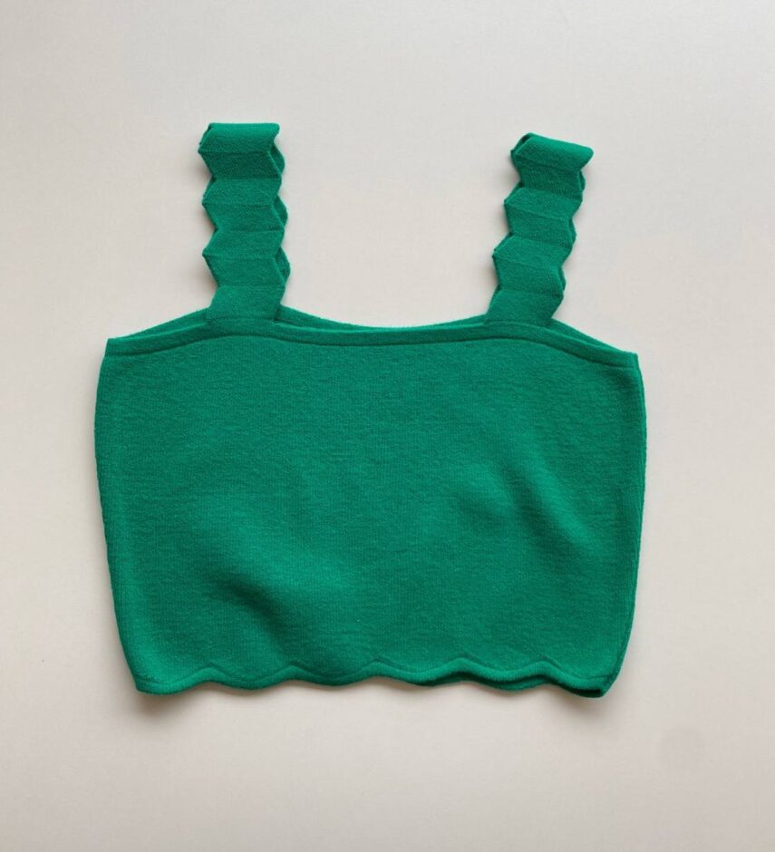 Cropped Feminino Tricot sem Bojo com Detalhe na Alça Verde - Fernanda Ramos Store