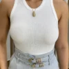 Regata Feminina Canelada Ana Lívia Off White - Fernanda Ramos Store