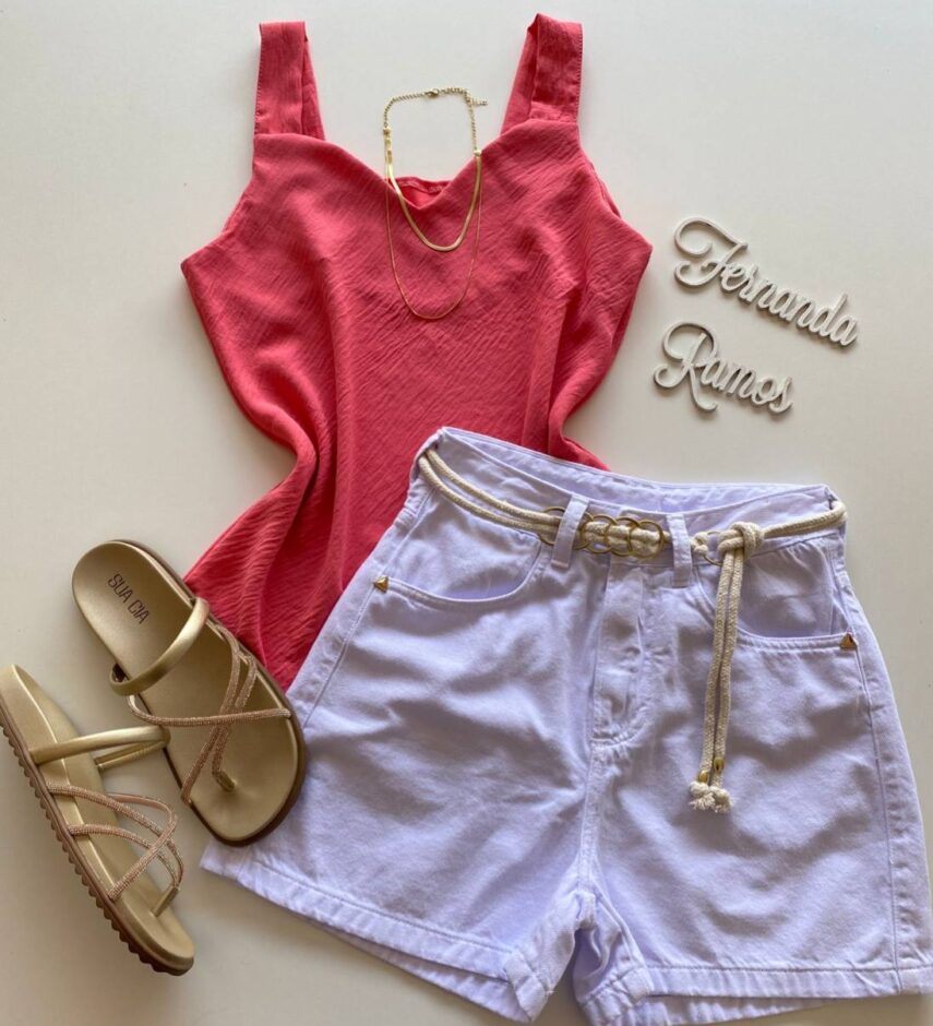Regata Feminina Crepe Alça Grossa Brenda Rosa - Fernanda Ramos Store