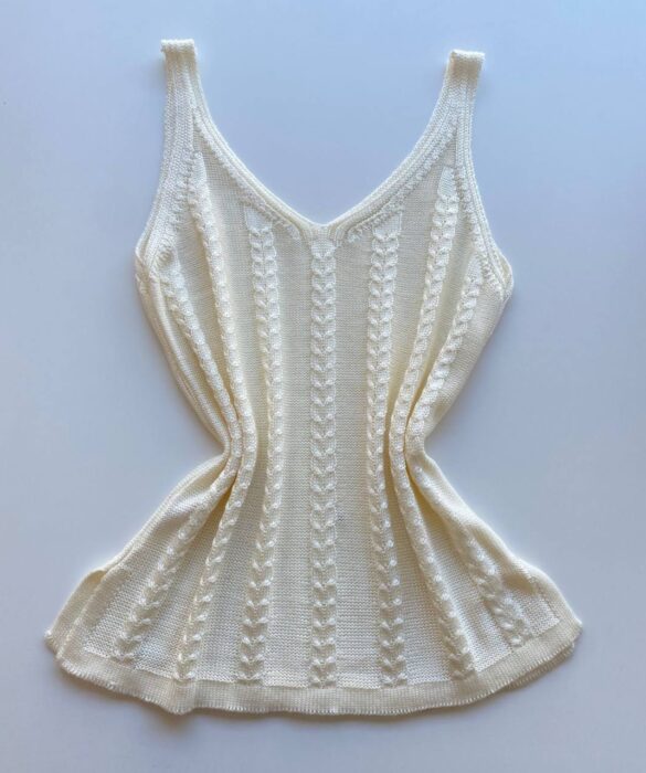 Regata Feminina Tricot Alícia com Detalhe Off White - Fernanda Ramos Store