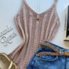 Regata Feminina Tricot Alícia com Detalhe Rosé - Fernanda Ramos Store