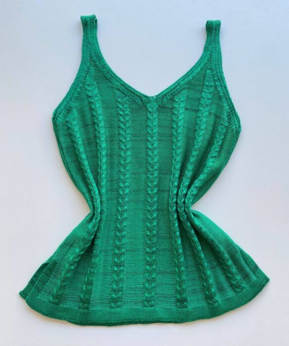 Regata Feminina Tricot Alícia com Detalhe Verde - Fernanda Ramos Store