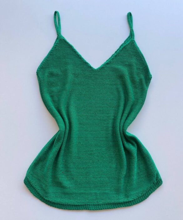 Regata Feminina Tricot Érica Alça Fina Verde - Fernanda Ramos Store