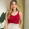 Regata Feminina Tricot Luana com Bolso Vermelha - Fernanda Ramos Store