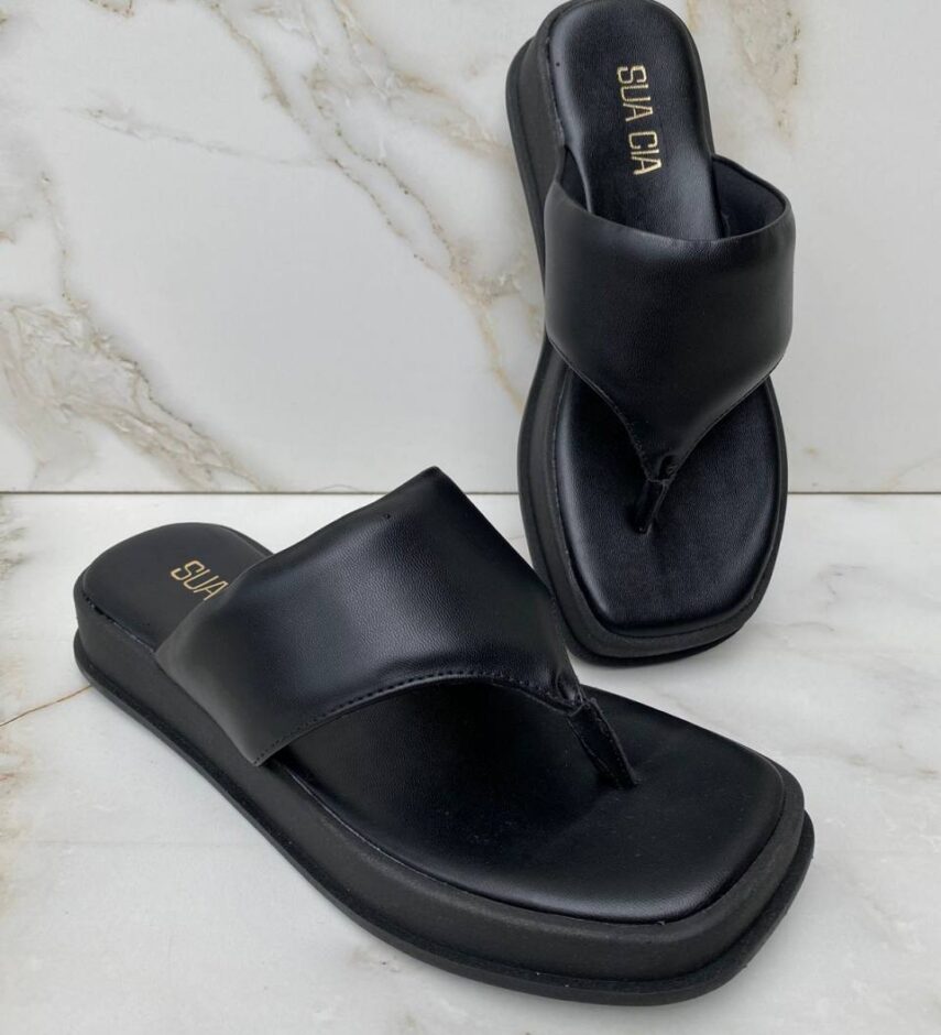 Sandália Feminina Cecilia Soft Flatform Preta - Fernanda Ramos Store