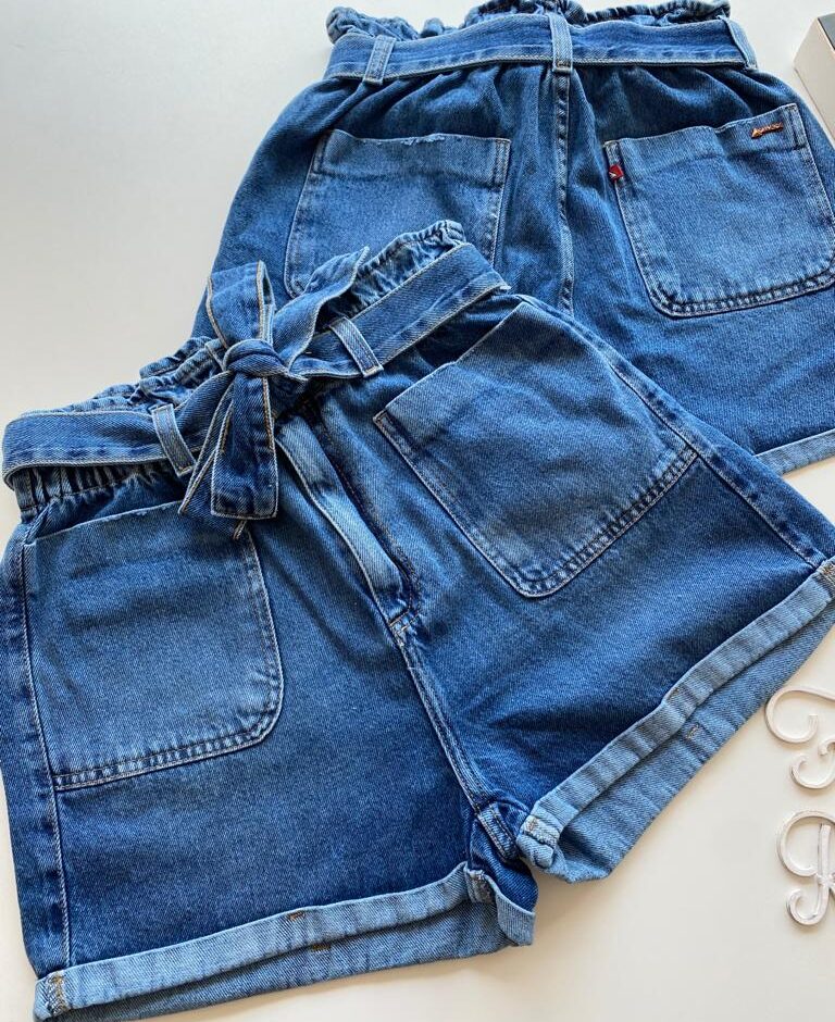 Short Feminino Clochard com Amarração Jeans 094587 - Fernanda Ramos Store