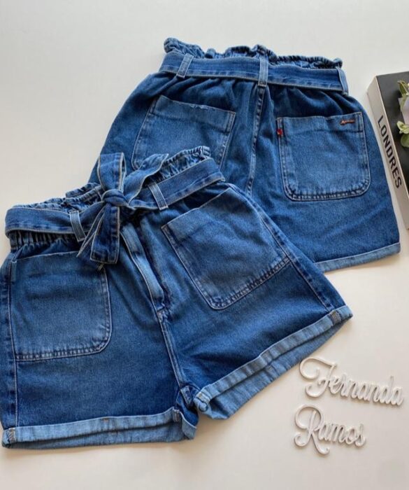 Short Feminino Clochard com Amarração Jeans 094587 - Fernanda Ramos Store