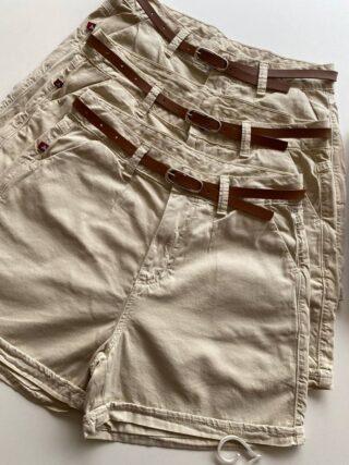 Short Feminino com Cinto Sarja 094312 Bege - Fernanda Ramos Store