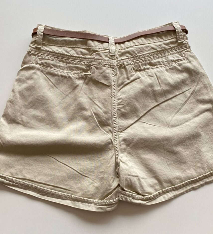 Short Feminino com Cinto Sarja 094312 Bege - Fernanda Ramos Store