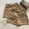 Short Feminino Sarja Boyfriend Alto com Cinto Bege - Fernanda Ramos Store