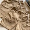 Short Feminino Sarja Boyfriend Alto com Cinto Bege - Fernanda Ramos Store