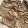 Short Feminino Sarja Boyfriend Alto com Cinto Bege - Fernanda Ramos Store