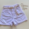 Short Feminino Sarja Boyfriend Alto com Cinto Branco - Fernanda Ramos Store