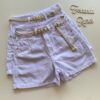 Short Feminino Sarja Boyfriend Alto com Cinto Branco - Fernanda Ramos Store