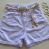 Short Feminino Sarja Boyfriend Alto com Cinto Branco - Fernanda Ramos Store