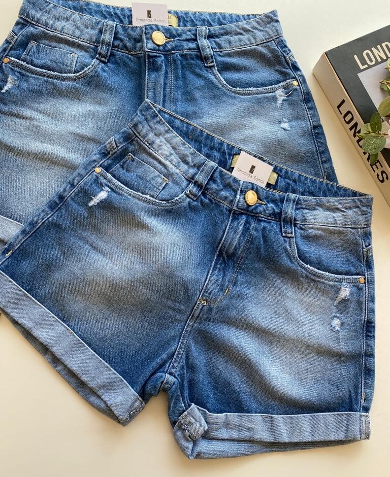Short Jeans Feminino com Detalhe em Destroyed 53374 - Fernanda Ramos Store