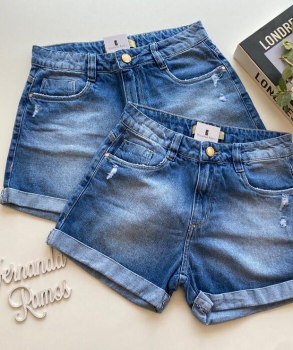 Short Jeans Feminino com Detalhe em Destroyed 53374 - Fernanda Ramos Store