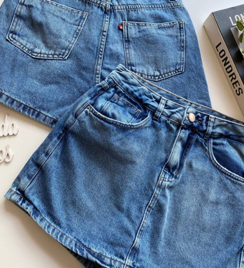 Short Saia Feminino Jeans Valentina com Bolsos - Fernanda Ramos Store