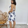 Vestido Curto com Bojo Estampado Azul Marinho Fundo Off White - Fernanda Ramos Store